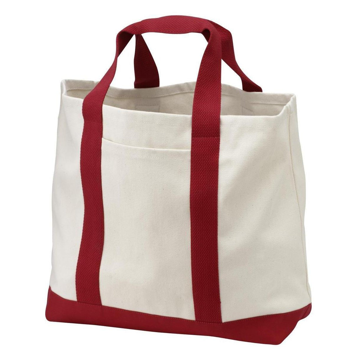 no-logo Port Authority Two Tone Shopping Tote-Bags-Port Authority-Natural/Red-Thread Logic