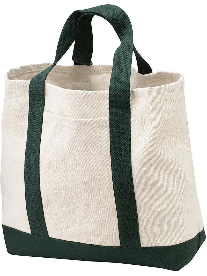 Port Authority Two Tone Shopping Tote-Regular-Port Authority-Natural/Spruce-Thread Logic