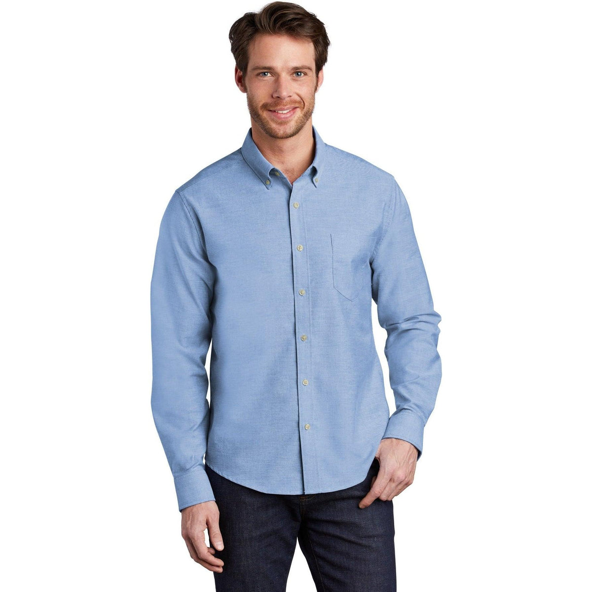 no-logo Port Authority Untucked Fit SuperPro Oxford Shirt-Dress Shirts-Port Authority-Thread Logic