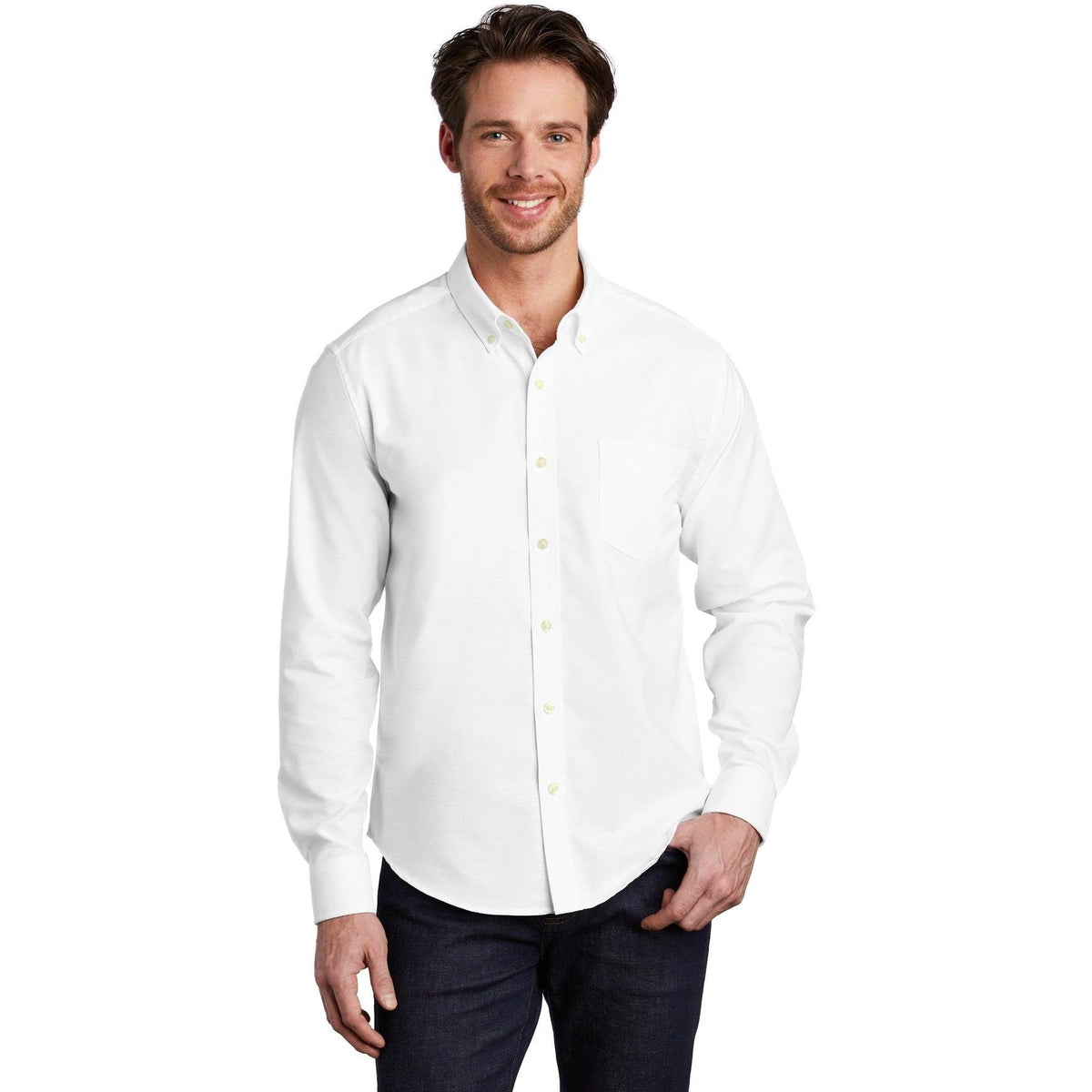 no-logo Port Authority Untucked Fit SuperPro Oxford Shirt-Dress Shirts-Port Authority-Thread Logic