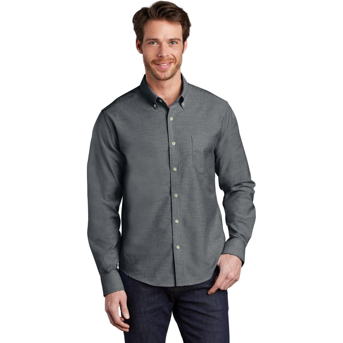 no-logo Port Authority Untucked Fit SuperPro Oxford Shirt-Dress Shirts-Port Authority-Thread Logic
