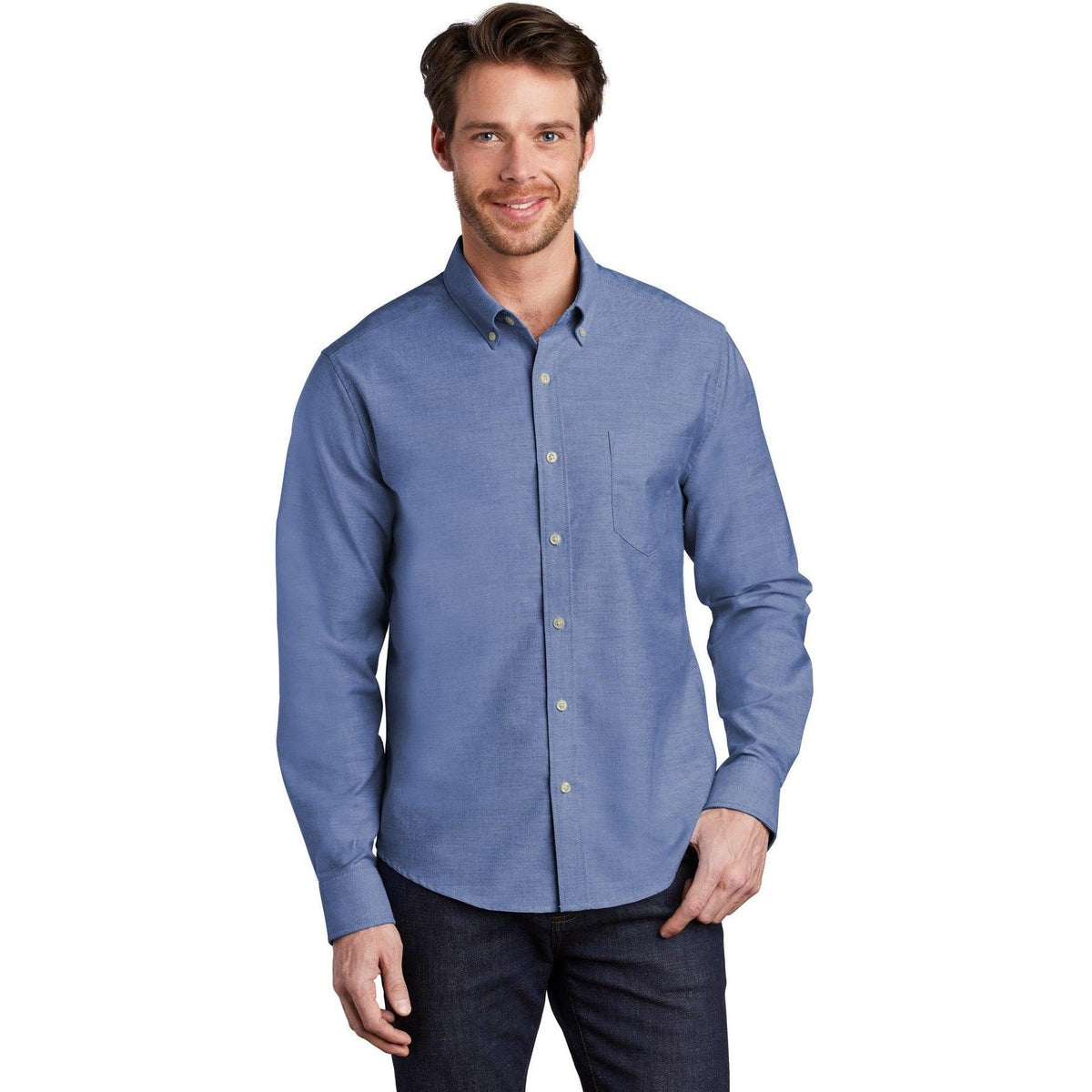 no-logo Port Authority Untucked Fit SuperPro Oxford Shirt-Dress Shirts-Port Authority-Thread Logic
