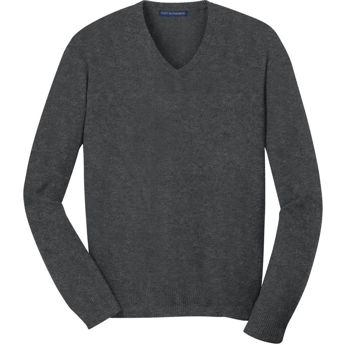 no-logo Port Authority V-Neck Sweater-Sweaters-Port Authority-Charcoal Heather-S-Thread Logic