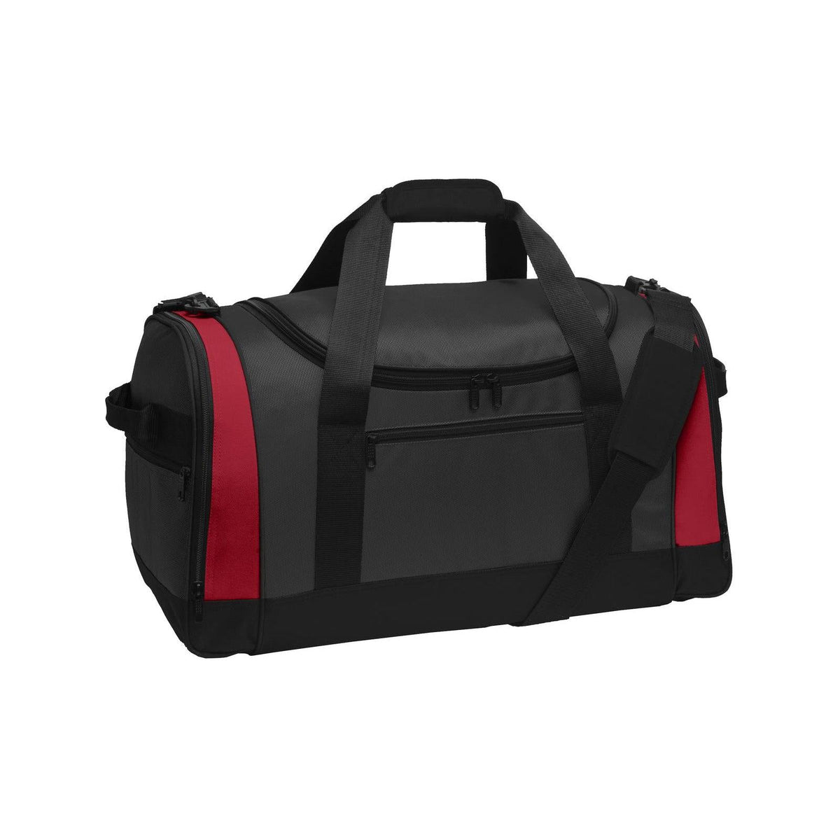 no-logo Port Authority Voyager Sports Duffel-Bags-Port Authority-Dark Grey/Red-Thread Logic