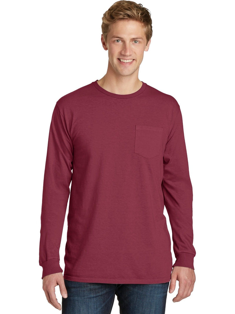 no-logo Port & Company Beach Wash Garment-Dyed Long Sleeve Pocket Tee-Regular-Port & Company-Thread Logic