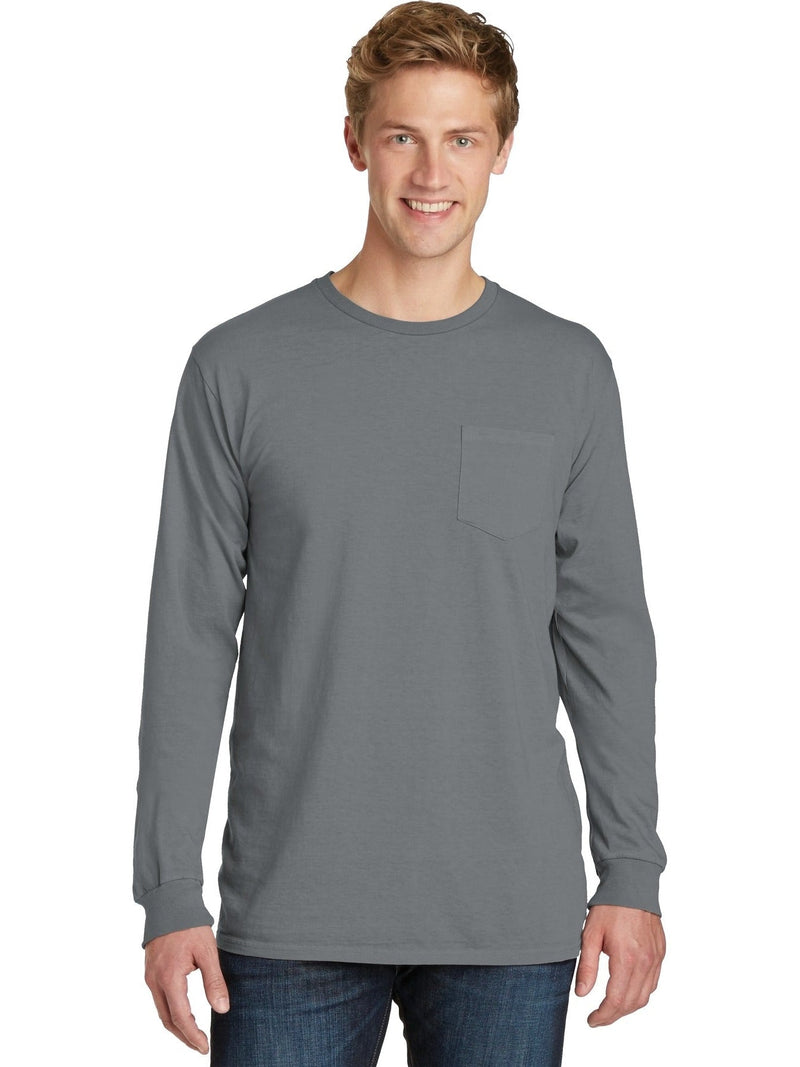 no-logo Port & Company Beach Wash Garment-Dyed Long Sleeve Pocket Tee-Regular-Port & Company-Thread Logic