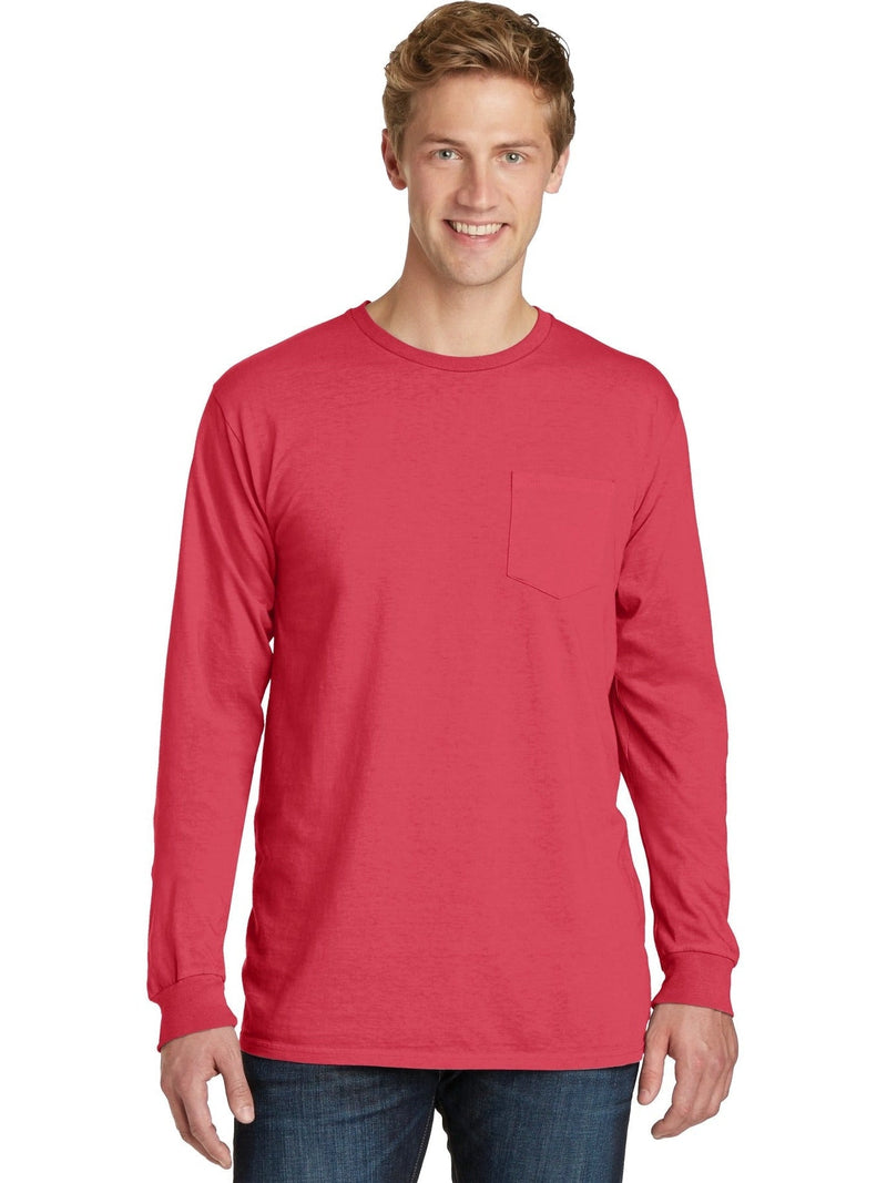 no-logo Port & Company Beach Wash Garment-Dyed Long Sleeve Pocket Tee-Regular-Port & Company-Thread Logic