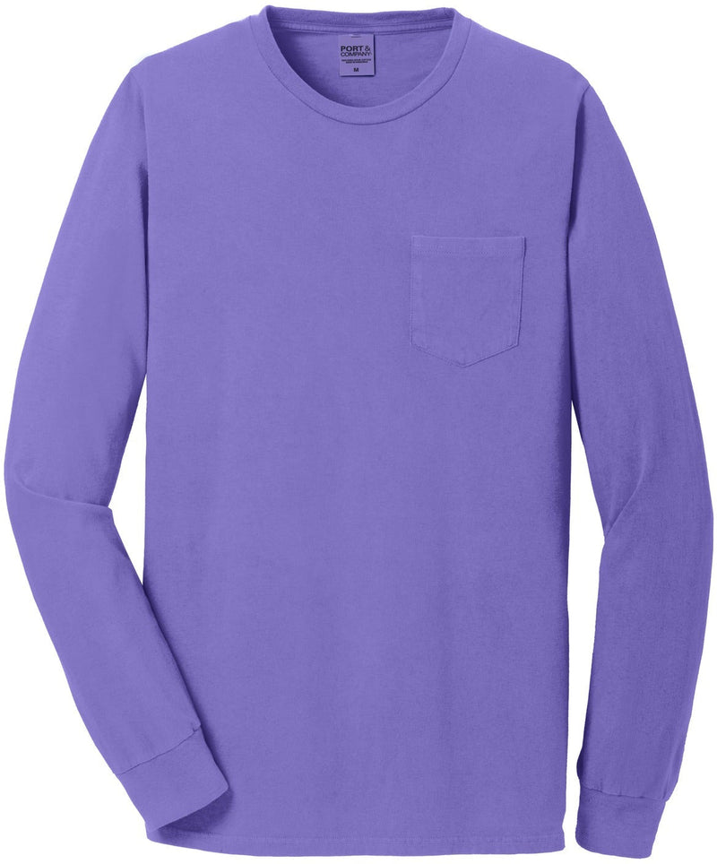 Port & Company Beach Wash Garment-Dyed Long Sleeve Pocket Tee