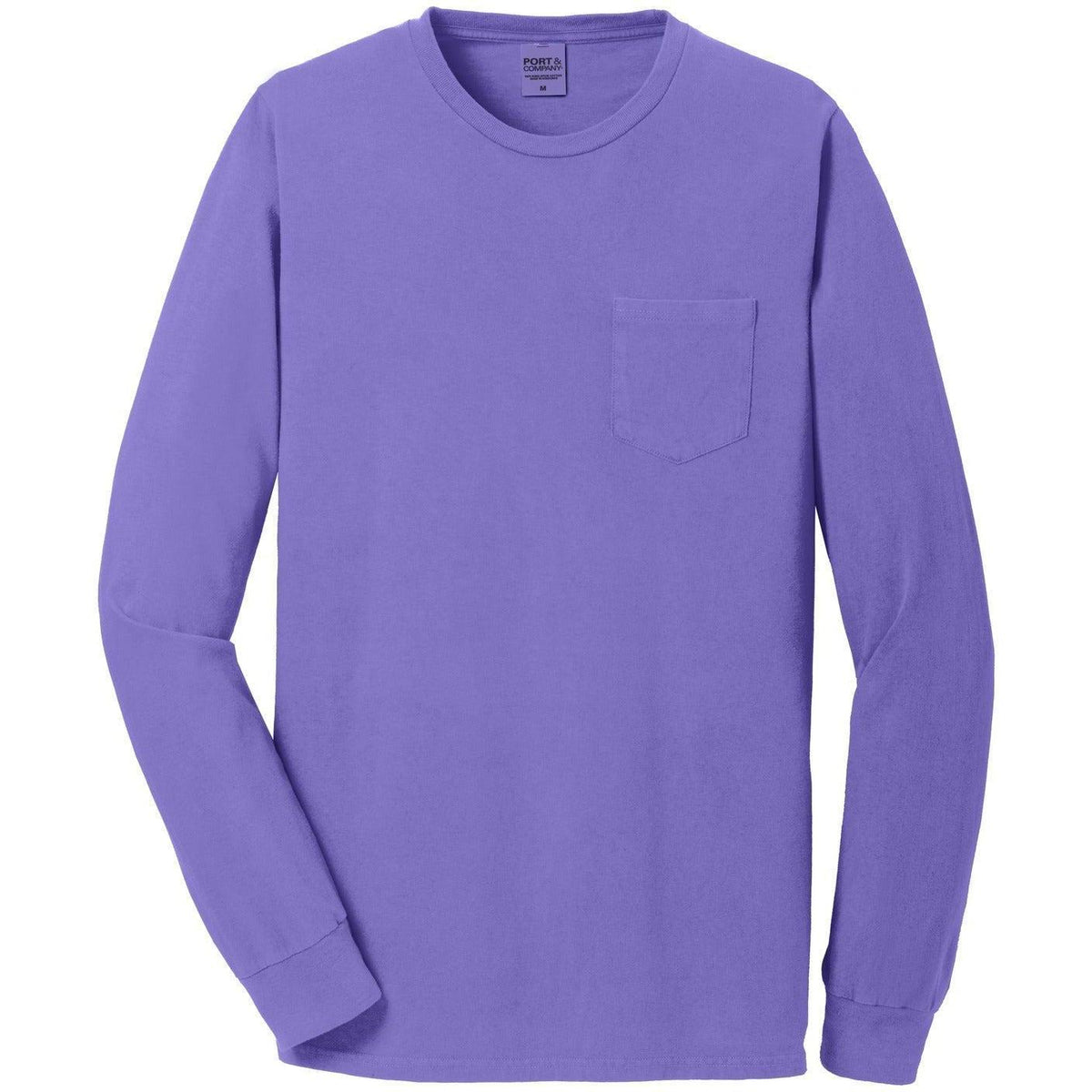 no-logo CLOSEOUT - Port & Company Beach Wash Garment-Dyed Long Sleeve Pocket Tee-Active-Port & Company-Amethyst-S-Thread Logic