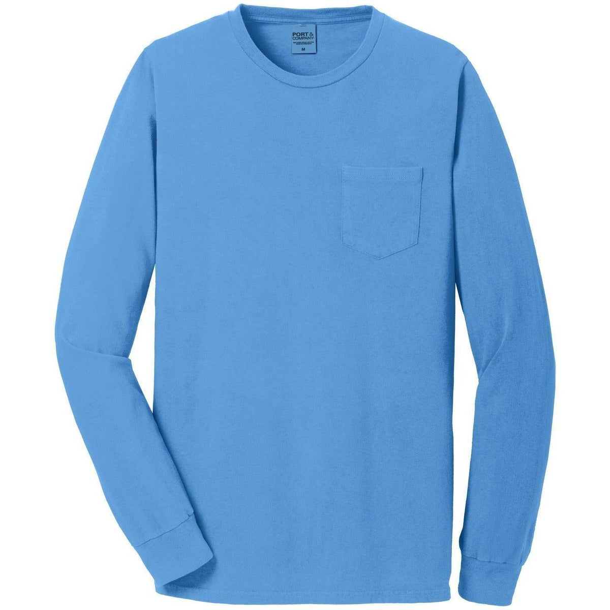 no-logo CLOSEOUT - Port & Company Beach Wash Garment-Dyed Long Sleeve Pocket Tee-Active-Port & Company-Blue Moon-S-Thread Logic