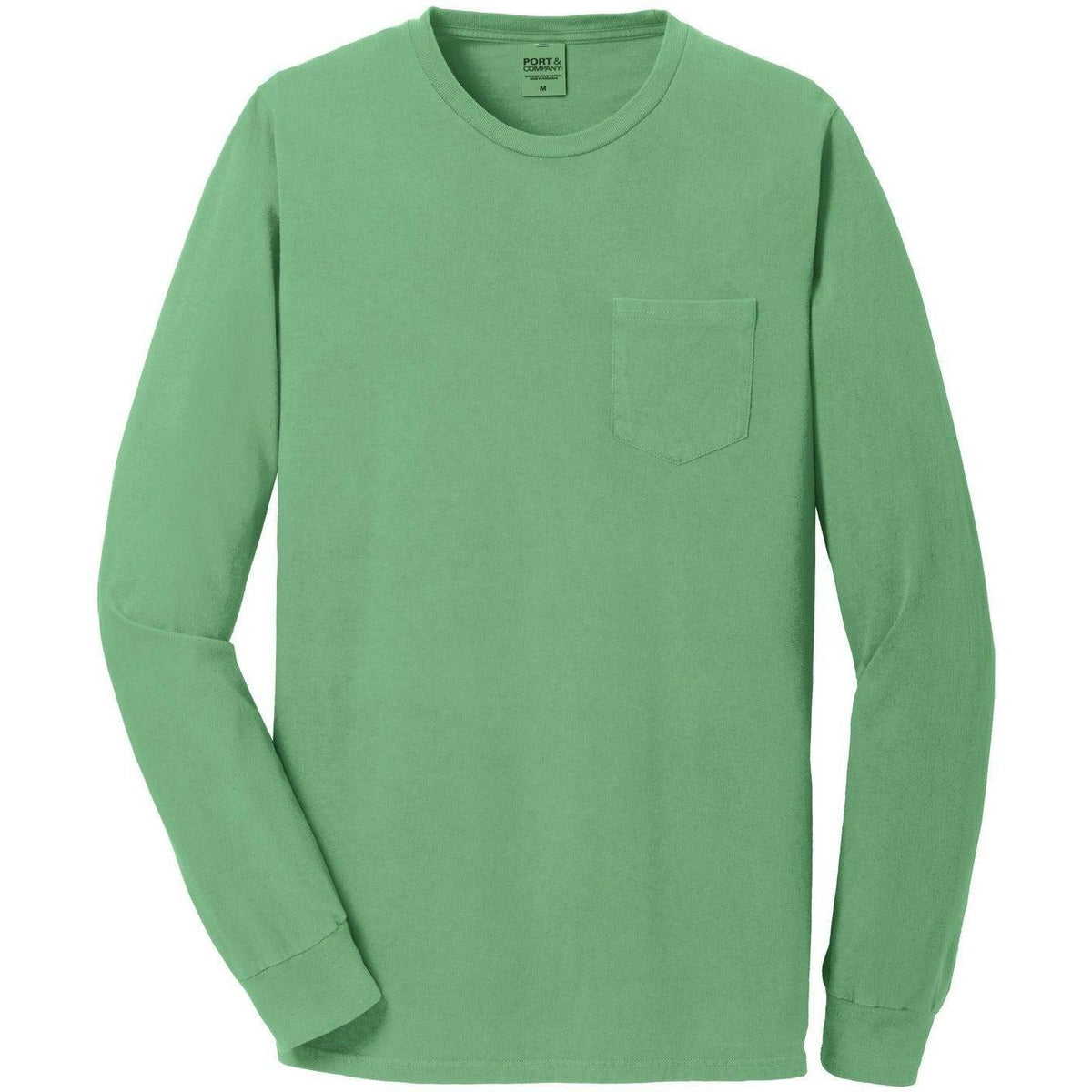 no-logo CLOSEOUT - Port & Company Beach Wash Garment-Dyed Long Sleeve Pocket Tee-Active-Port & Company-Safari-S-Thread Logic