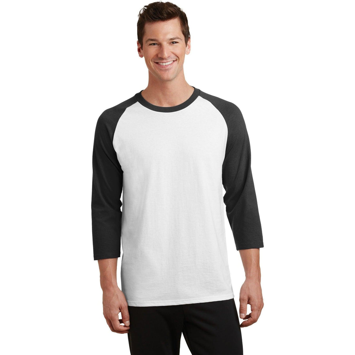 no-logo Port & Company Core Blend 3/4-Sleeve Raglan Tee-Regular-Port & Company-Thread Logic