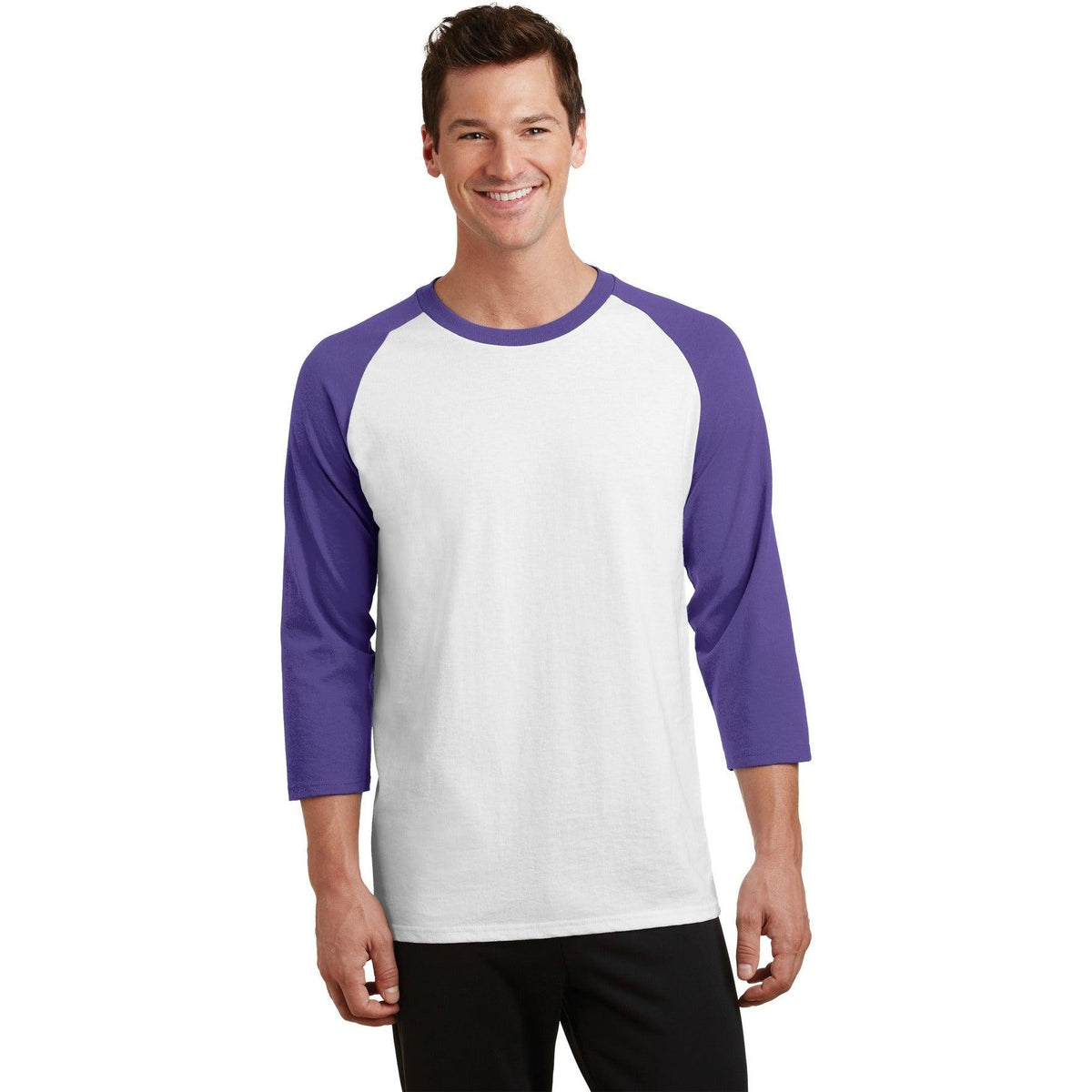 no-logo Port & Company Core Blend 3/4-Sleeve Raglan Tee-Regular-Port & Company-Thread Logic
