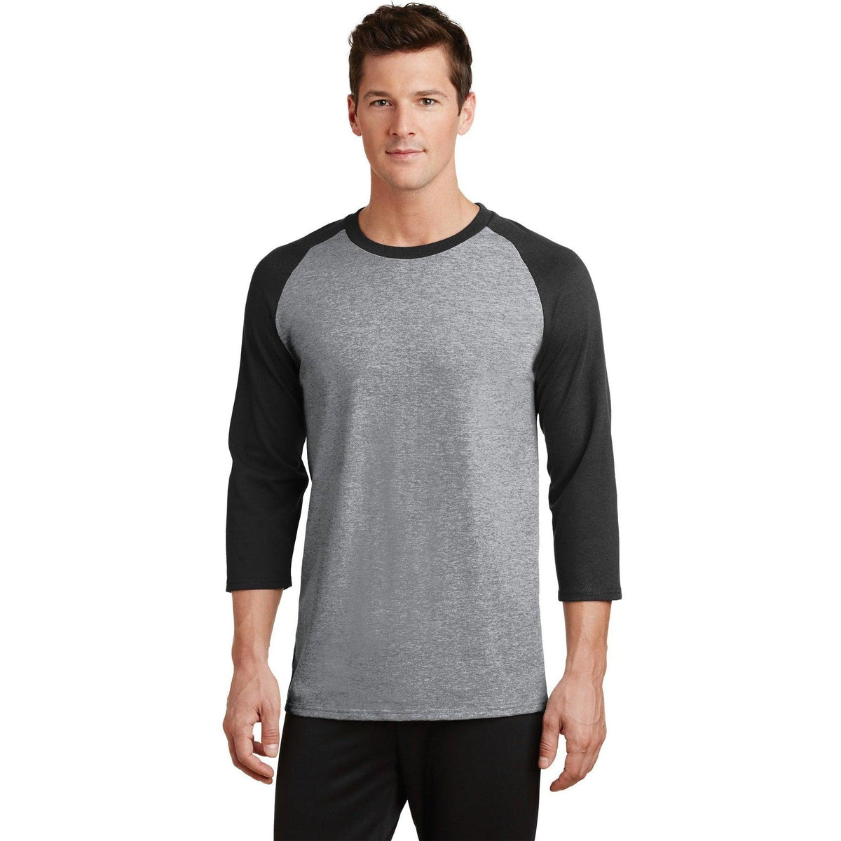 no-logo Port & Company Core Blend 3/4-Sleeve Raglan Tee-Regular-Port & Company-Thread Logic