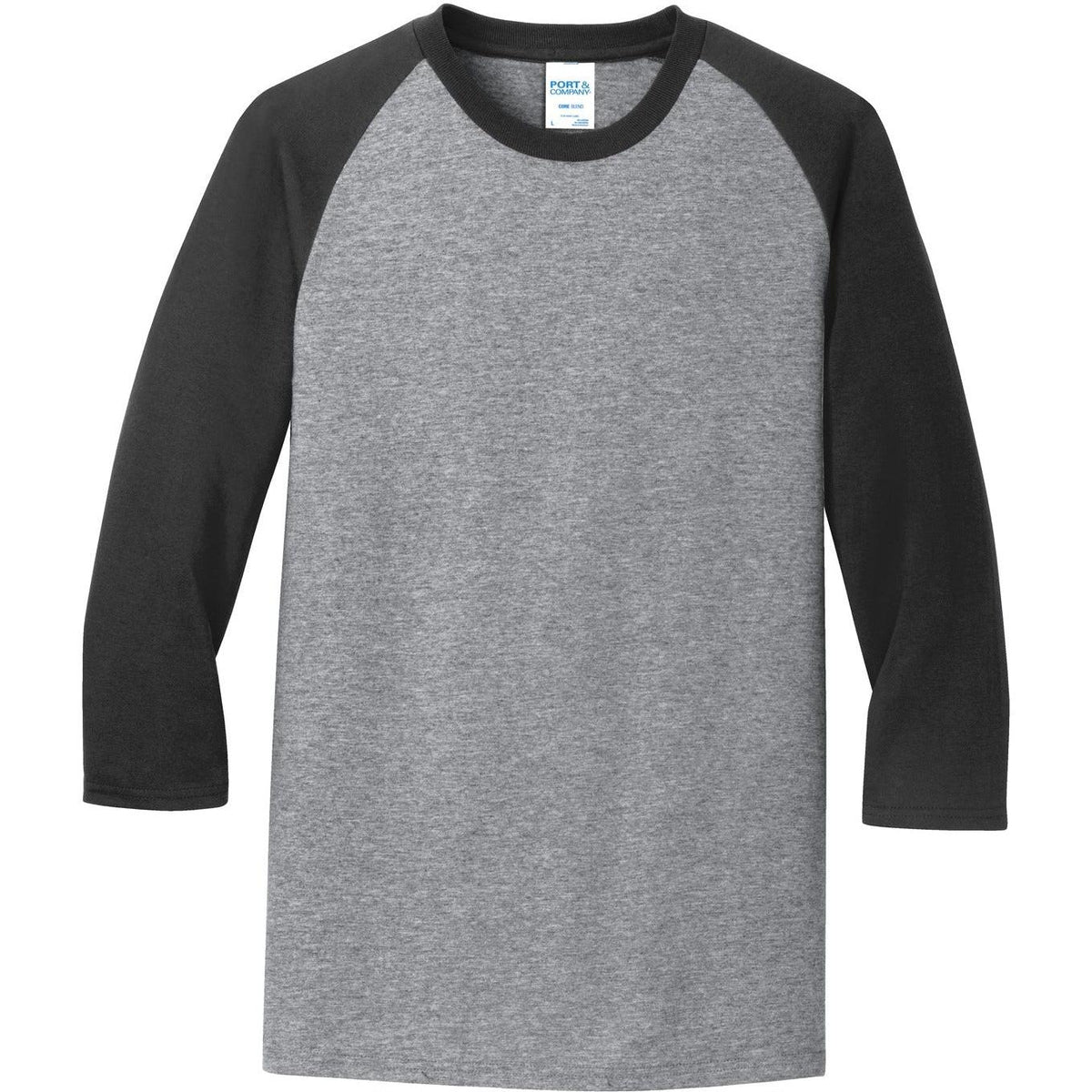 no-logo Port & Company Core Blend 3/4-Sleeve Raglan Tee