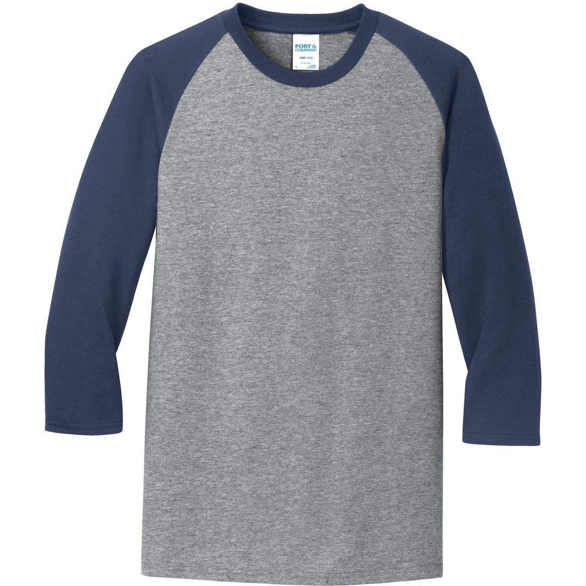 no-logo Port & Company Core Blend 3/4-Sleeve Raglan Tee