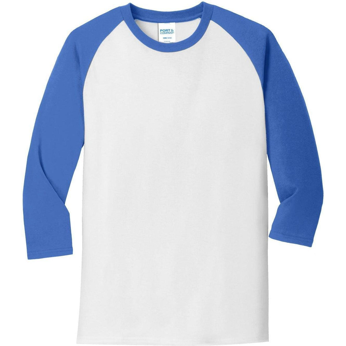 no-logo Port & Company Core Blend 3/4-Sleeve Raglan Tee