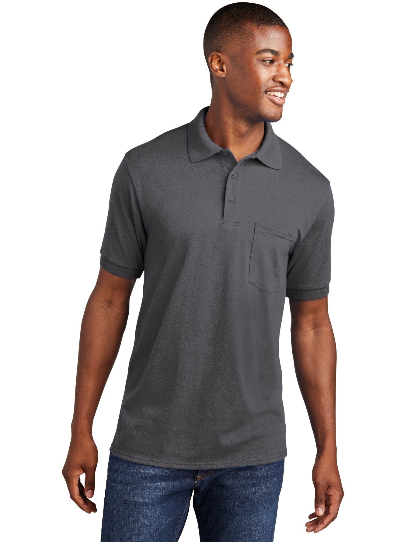 no-logo Port & Company Core Blend Jersey Knit Pocket Polo-Regular-Port & Company-Thread Logic