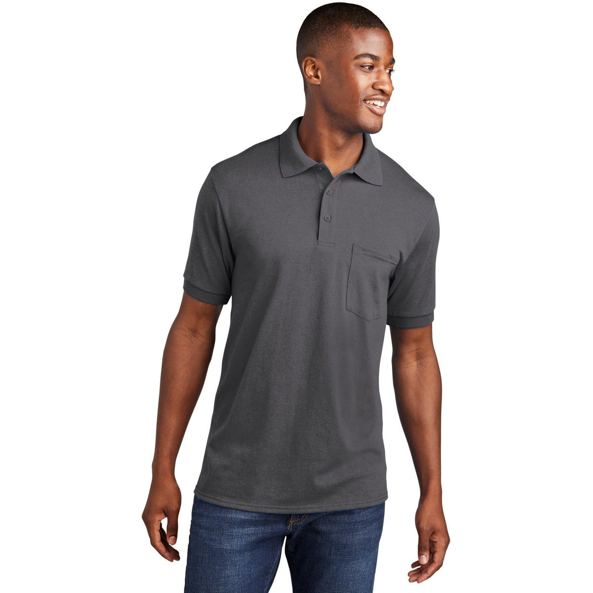 no-logo Port & Company Core Blend Jersey Knit Pocket Polo-Regular-Port & Company-Thread Logic