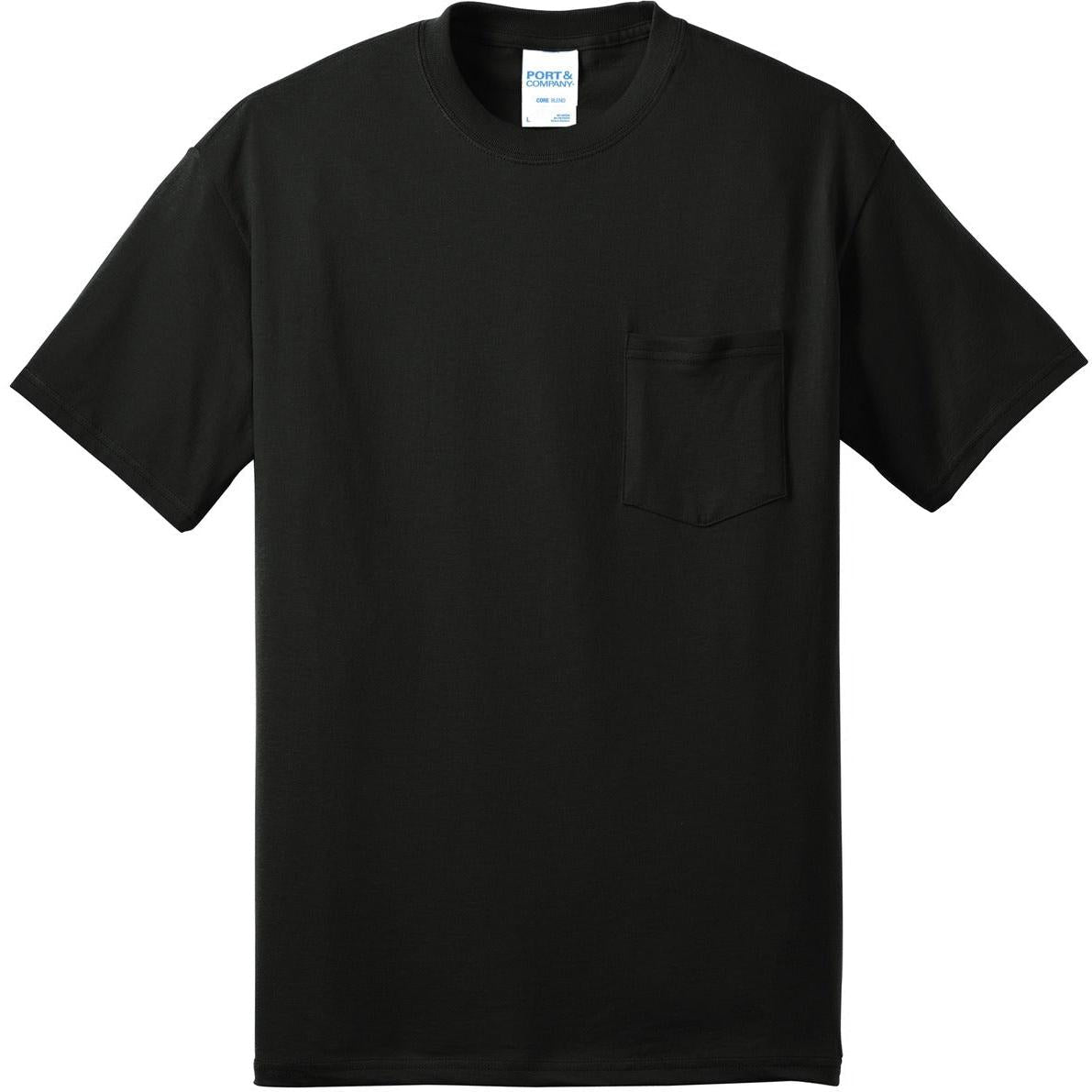 no-logo Port & Company Core Blend Pocket Tee-Regular-Port & Company-Jet Black-S-Thread Logic