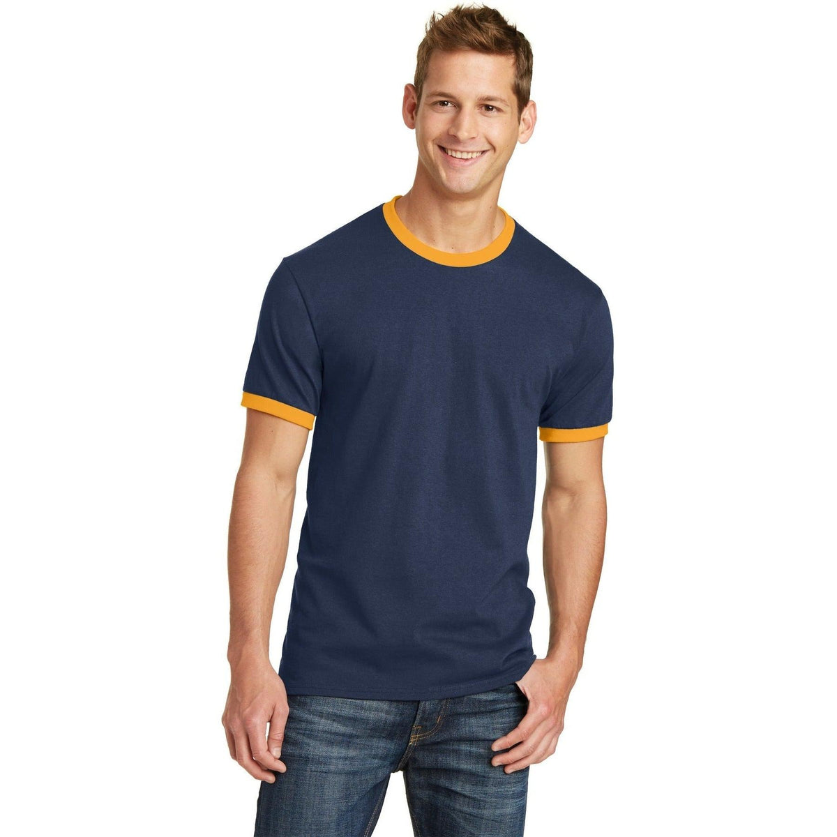 no-logo Port & Company Core Cotton Ringer Tee-Regular-Port & Company-Thread Logic