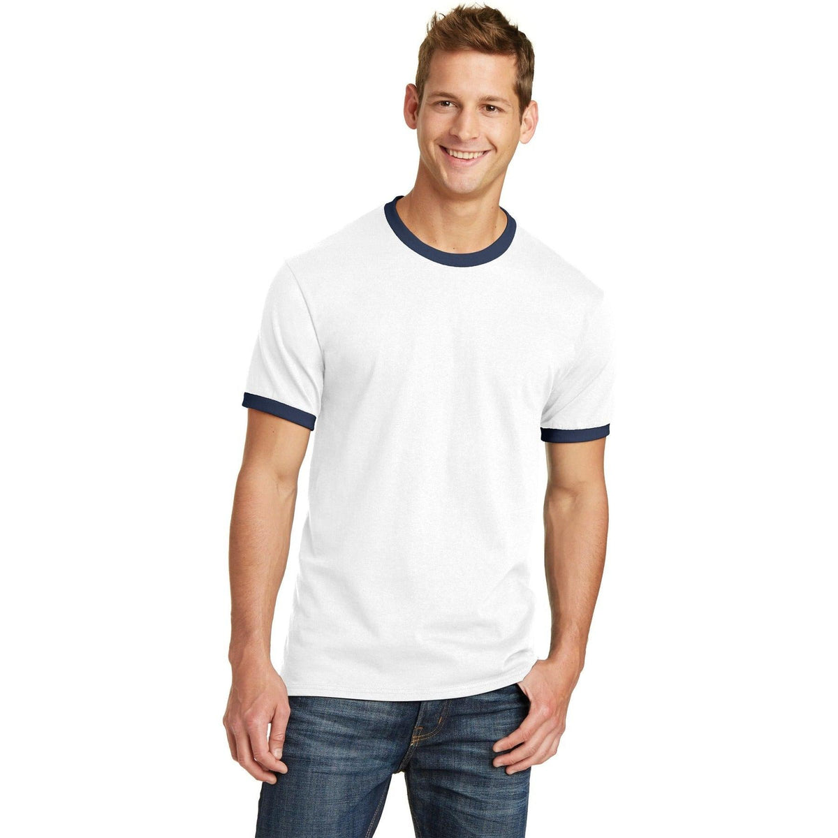 no-logo Port & Company Core Cotton Ringer Tee-Regular-Port & Company-Thread Logic