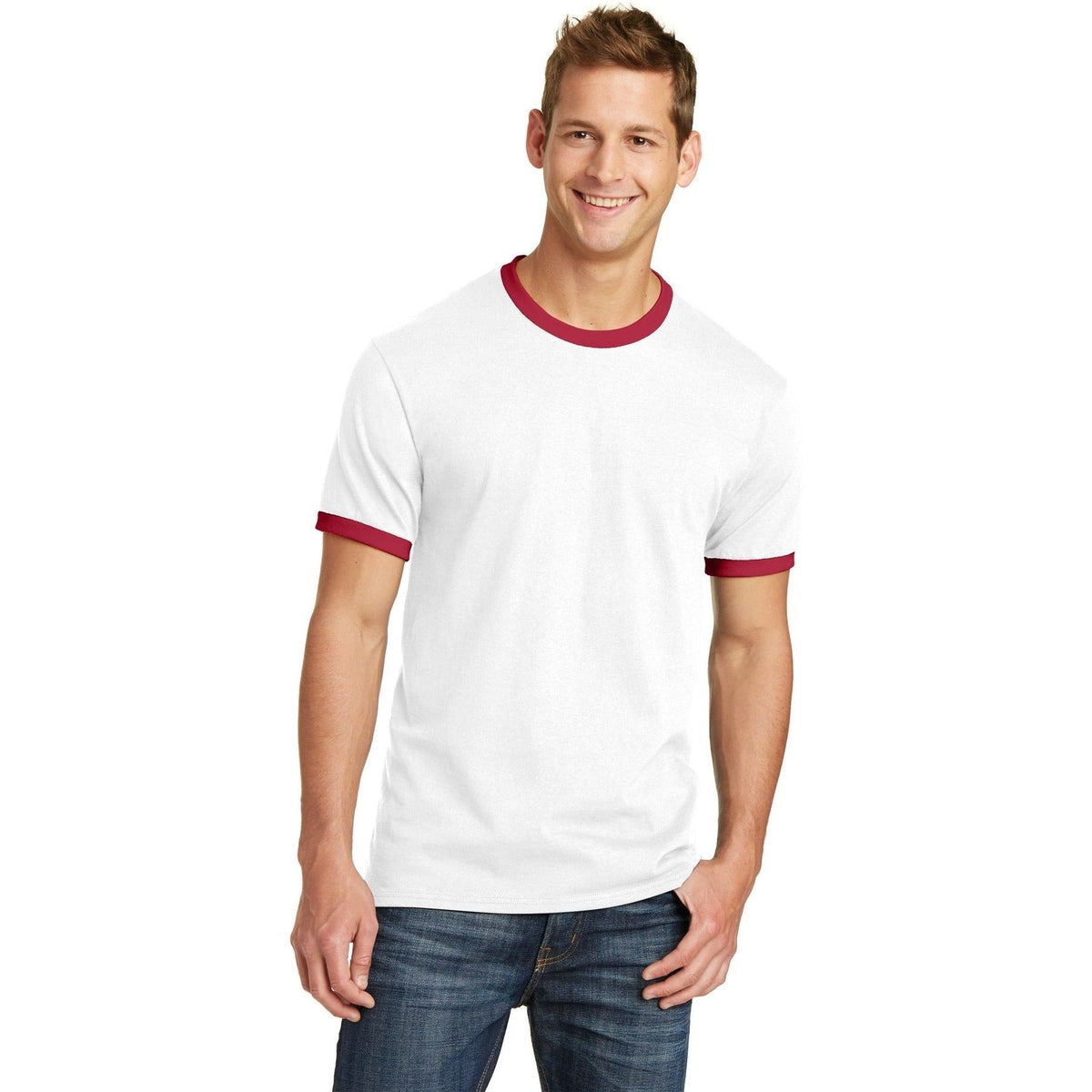 no-logo Port & Company Core Cotton Ringer Tee-Regular-Port & Company-Thread Logic