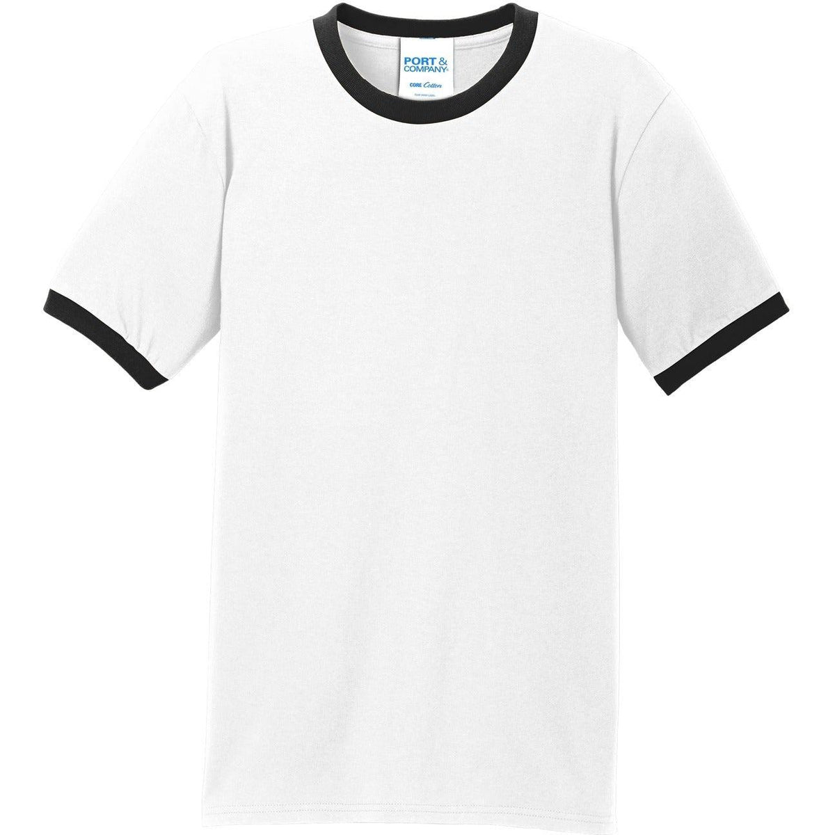 no-logo Port & Company Core Cotton Ringer Tee