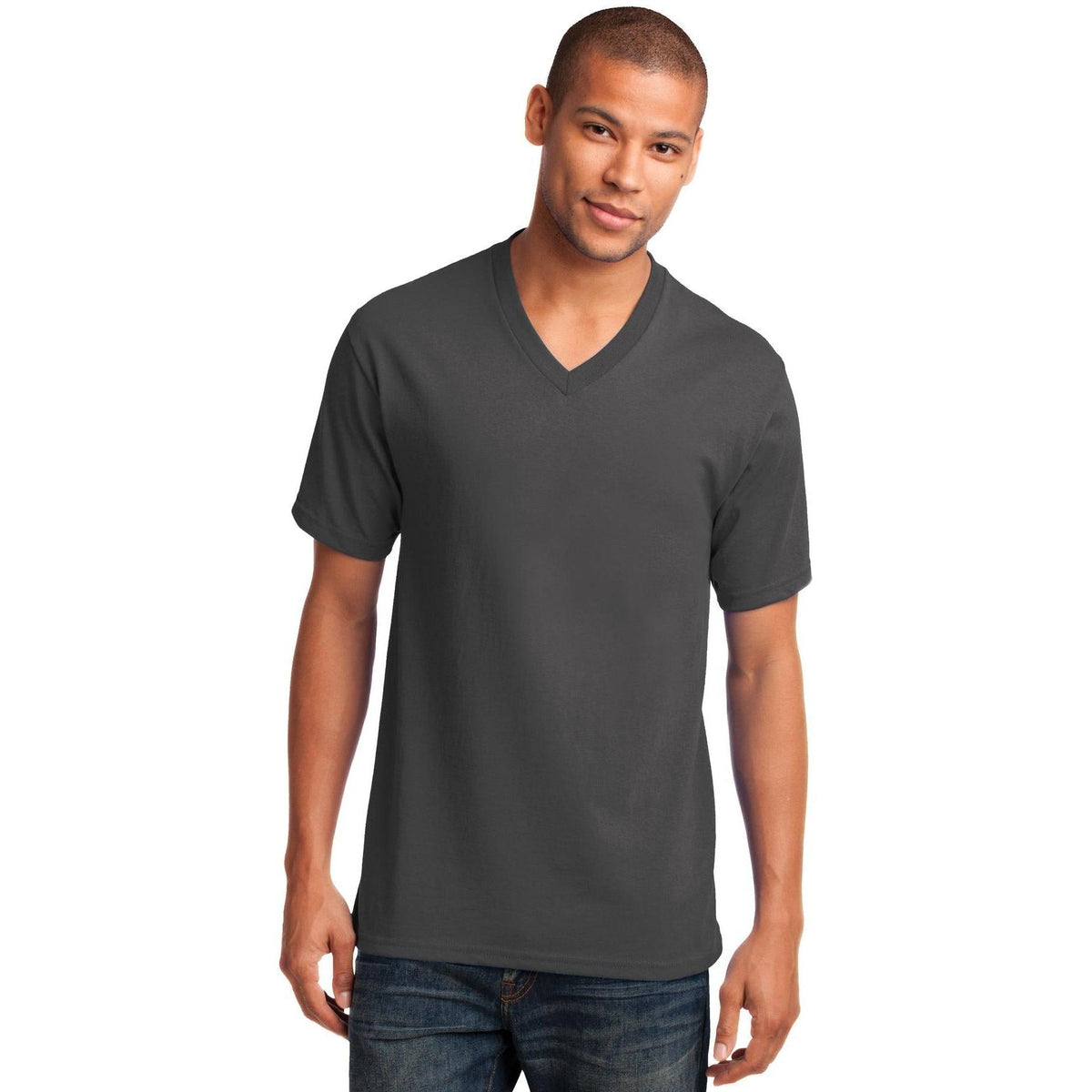 no-logo Port & Company Core Cotton V-Neck Tee-Regular-Port & Company-Thread Logic