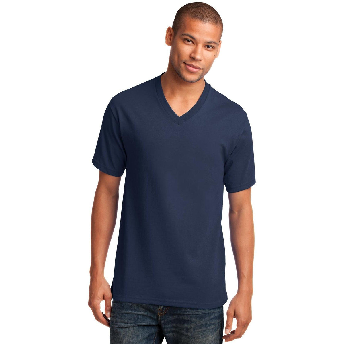 no-logo Port & Company Core Cotton V-Neck Tee-Regular-Port & Company-Thread Logic