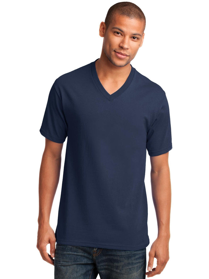 no-logo Port & Company Core Cotton V-Neck Tee-Regular-Port & Company-Thread Logic