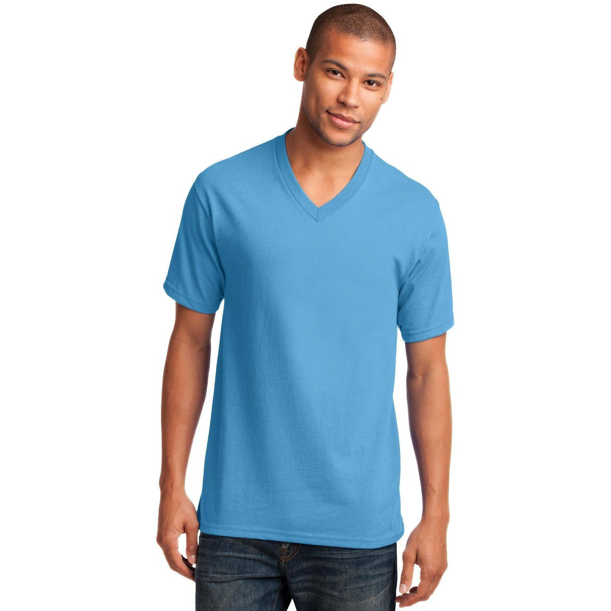 no-logo Port & Company Core Cotton V-Neck Tee-Regular-Port & Company-Thread Logic