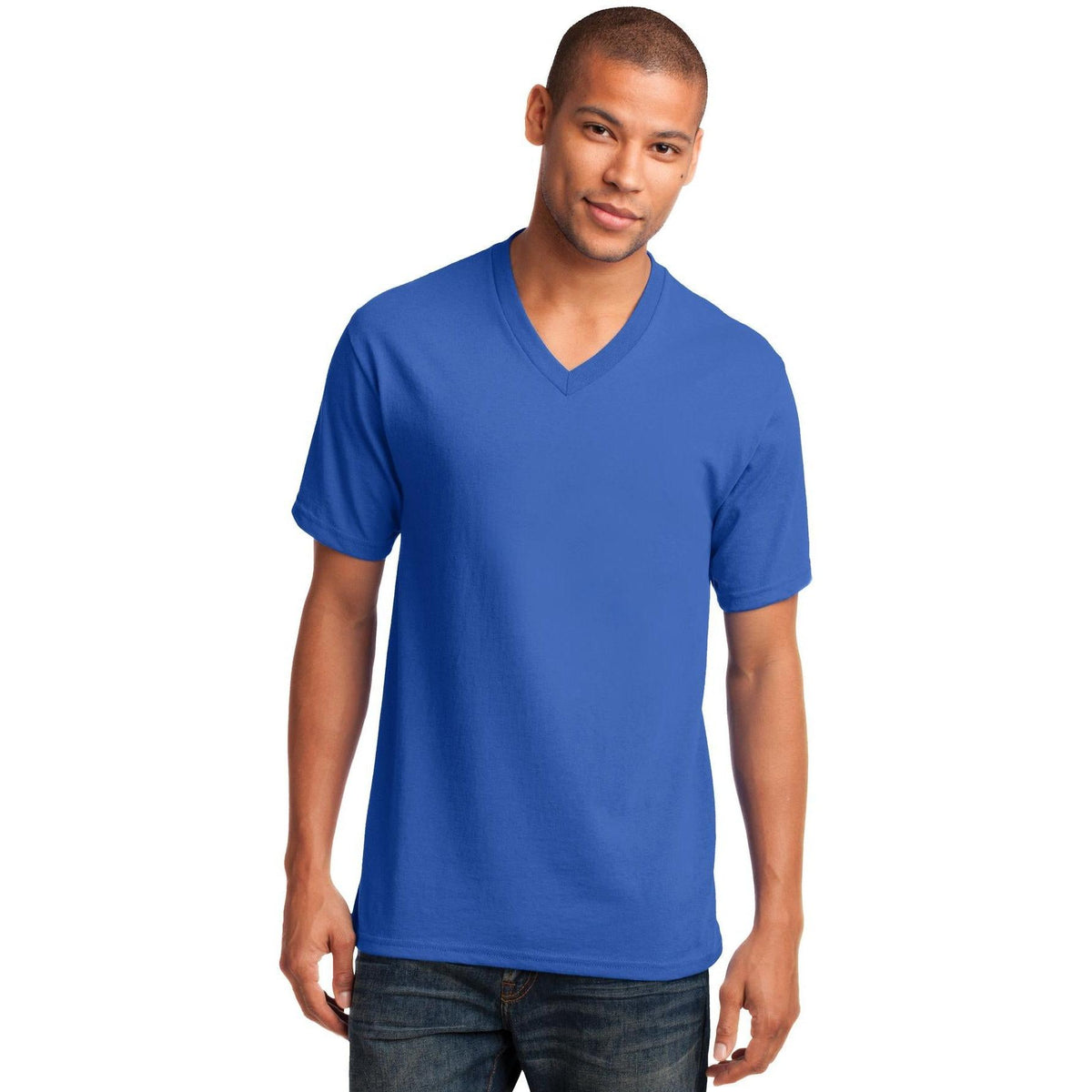 no-logo Port & Company Core Cotton V-Neck Tee-Regular-Port & Company-Thread Logic