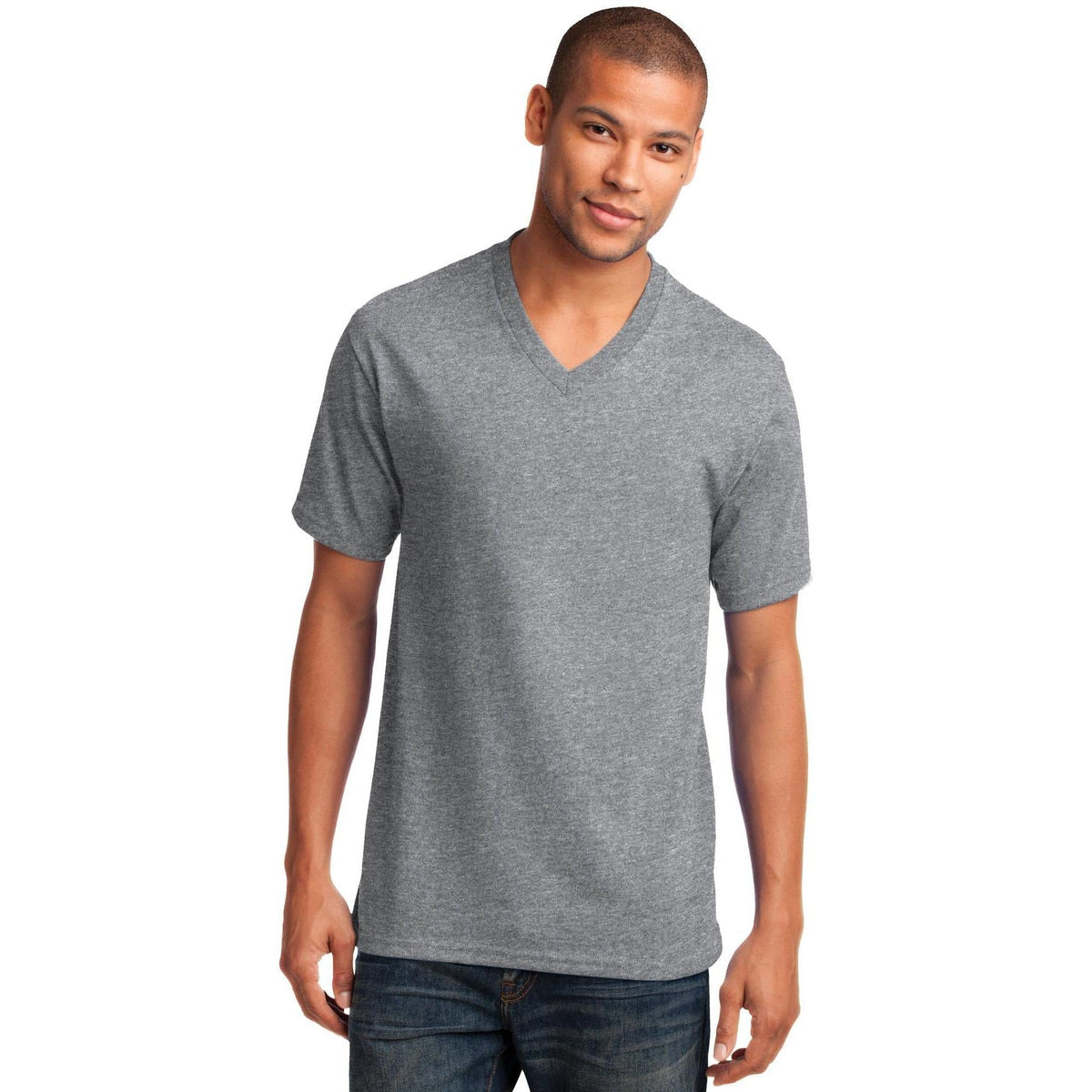 no-logo Port & Company Core Cotton V-Neck Tee-Regular-Port & Company-Thread Logic