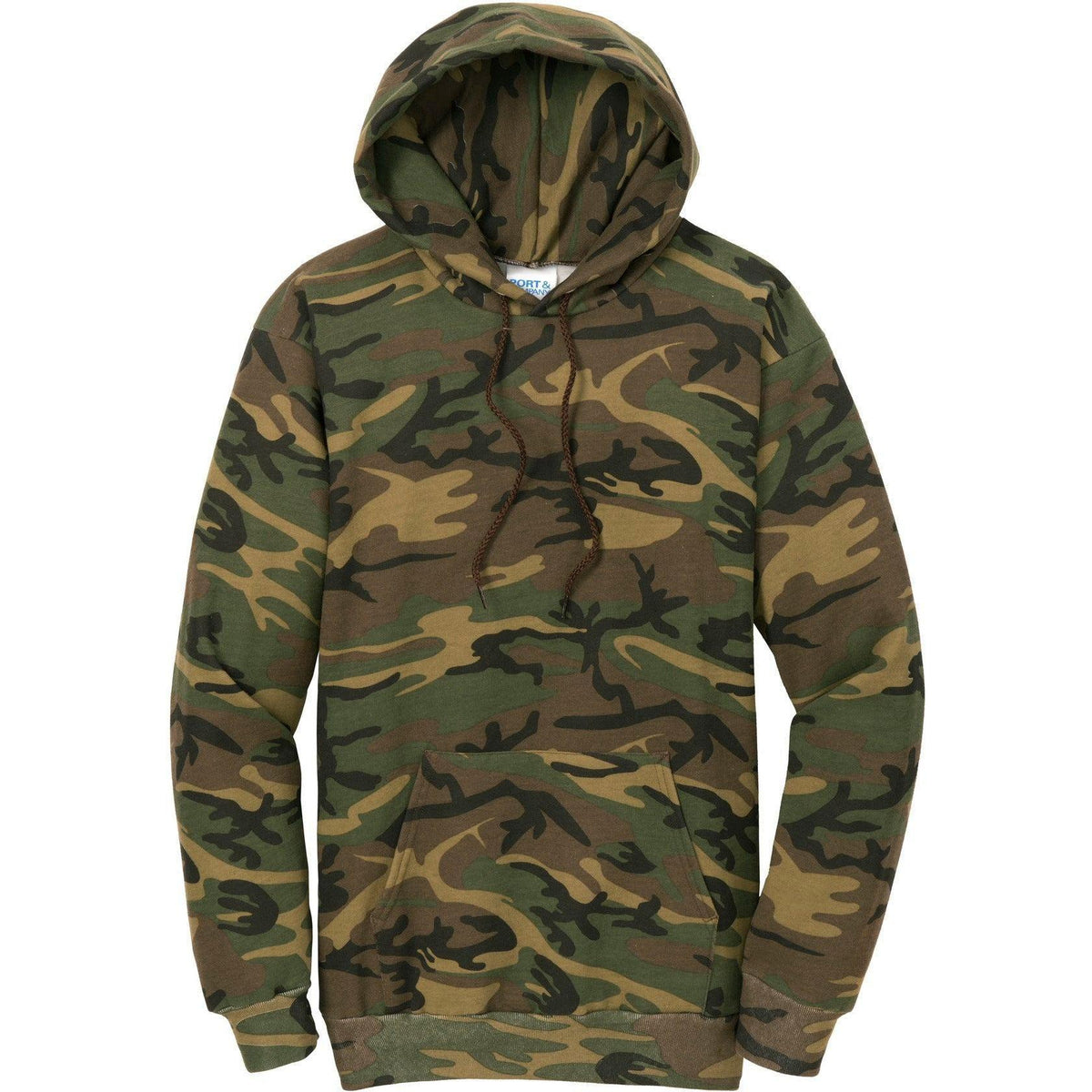 logo-left Port & Company Core Fleece Camo Pullover Hooded Sweatshirt-Hoodies-Port & Company-Military Camo-S-Thread Logic
