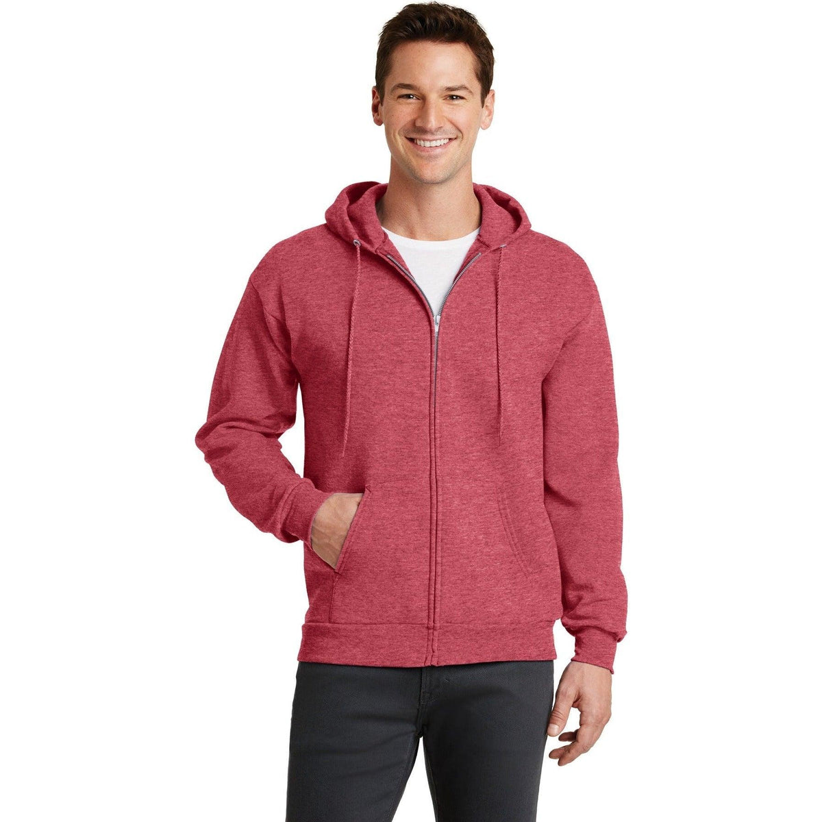 no-logo Port & Company Core Fleece Full-Zip Hooded Sweatshirt-Regular-Port & Company-Thread Logic
