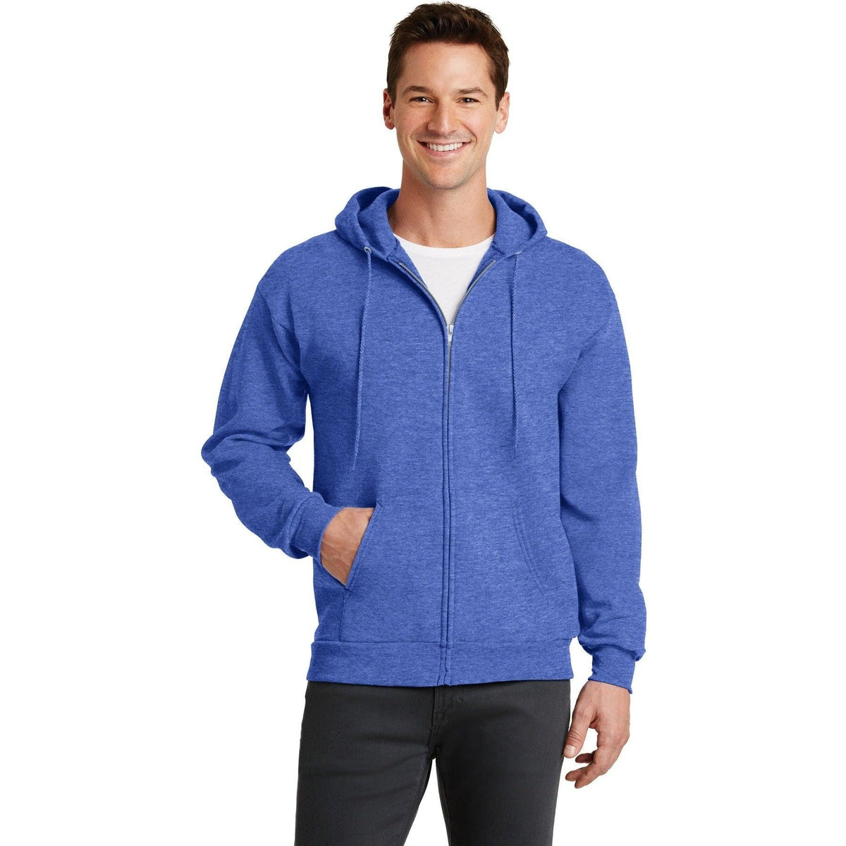 no-logo Port & Company Core Fleece Full-Zip Hooded Sweatshirt-Regular-Port & Company-Thread Logic