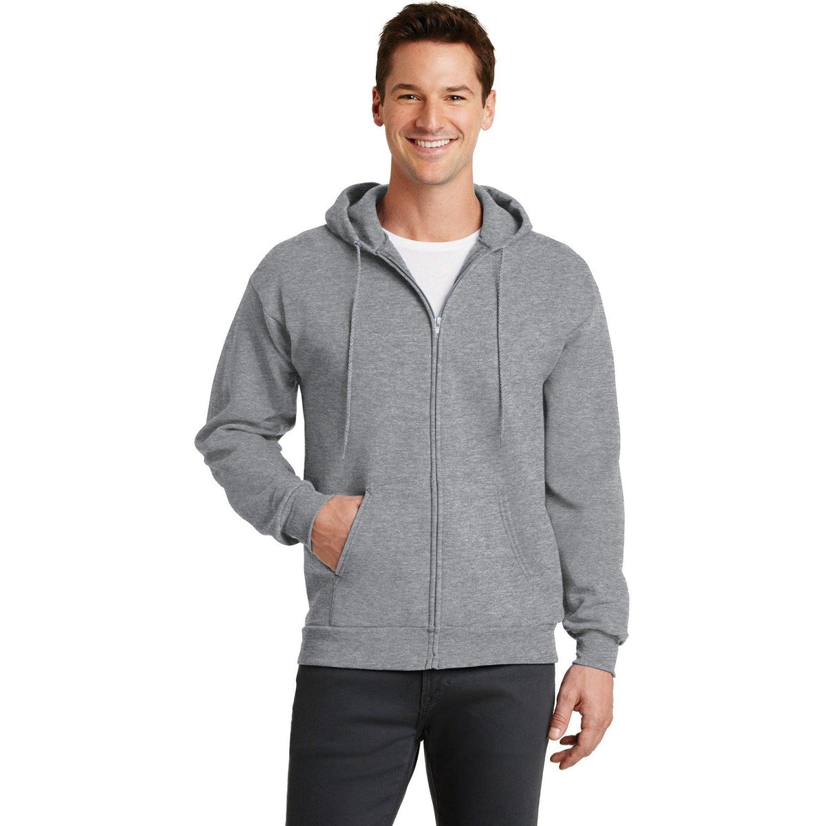 no-logo Port & Company Core Fleece Full-Zip Hooded Sweatshirt-Regular-Port & Company-Thread Logic