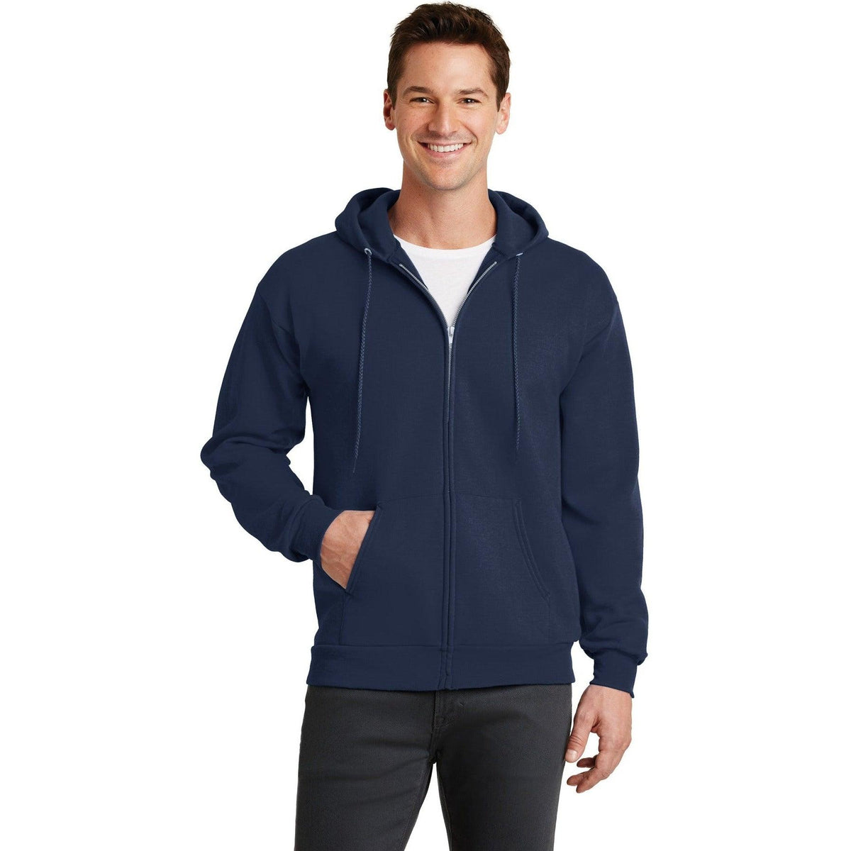 no-logo Port & Company Core Fleece Full-Zip Hooded Sweatshirt-Regular-Port & Company-Thread Logic