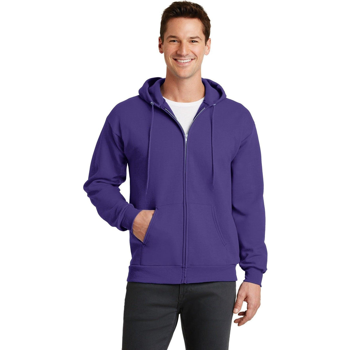 no-logo Port & Company Core Fleece Full-Zip Hooded Sweatshirt-Regular-Port & Company-Thread Logic