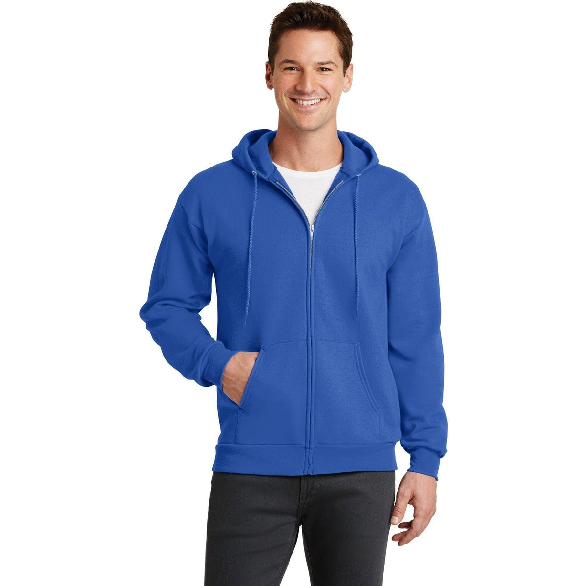 no-logo Port & Company Core Fleece Full-Zip Hooded Sweatshirt-Regular-Port & Company-Thread Logic