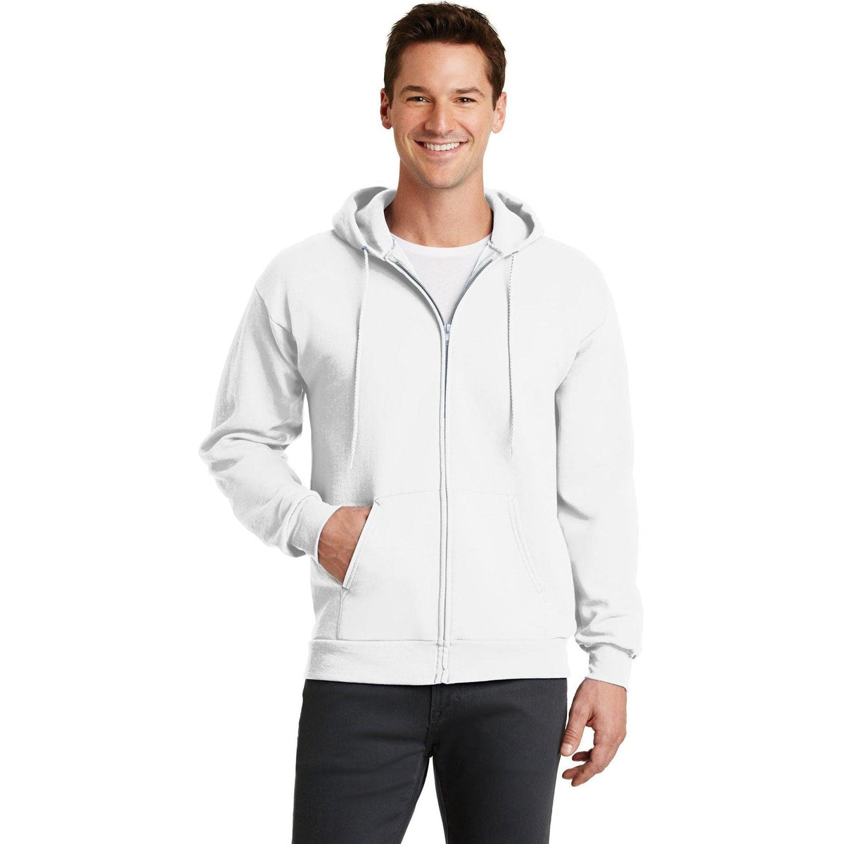 no-logo Port & Company Core Fleece Full-Zip Hooded Sweatshirt-Regular-Port & Company-Thread Logic