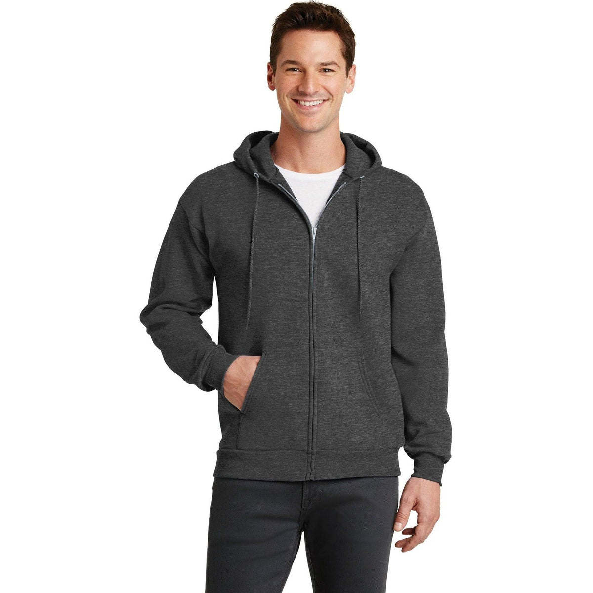 no-logo Port & Company Core Fleece Full-Zip Hooded Sweatshirt-Regular-Port & Company-Thread Logic