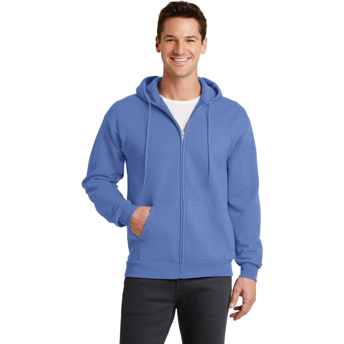 no-logo Port & Company Core Fleece Full-Zip Hooded Sweatshirt-Regular-Port & Company-Thread Logic