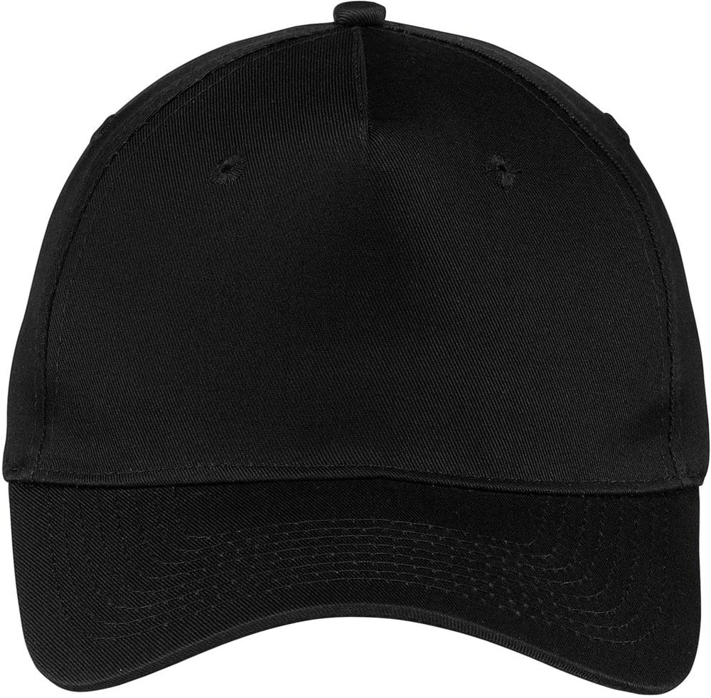 Port & Company Five-Panel Twill Cap-Regular-Port & Company-Black-OSFA-Thread Logic 