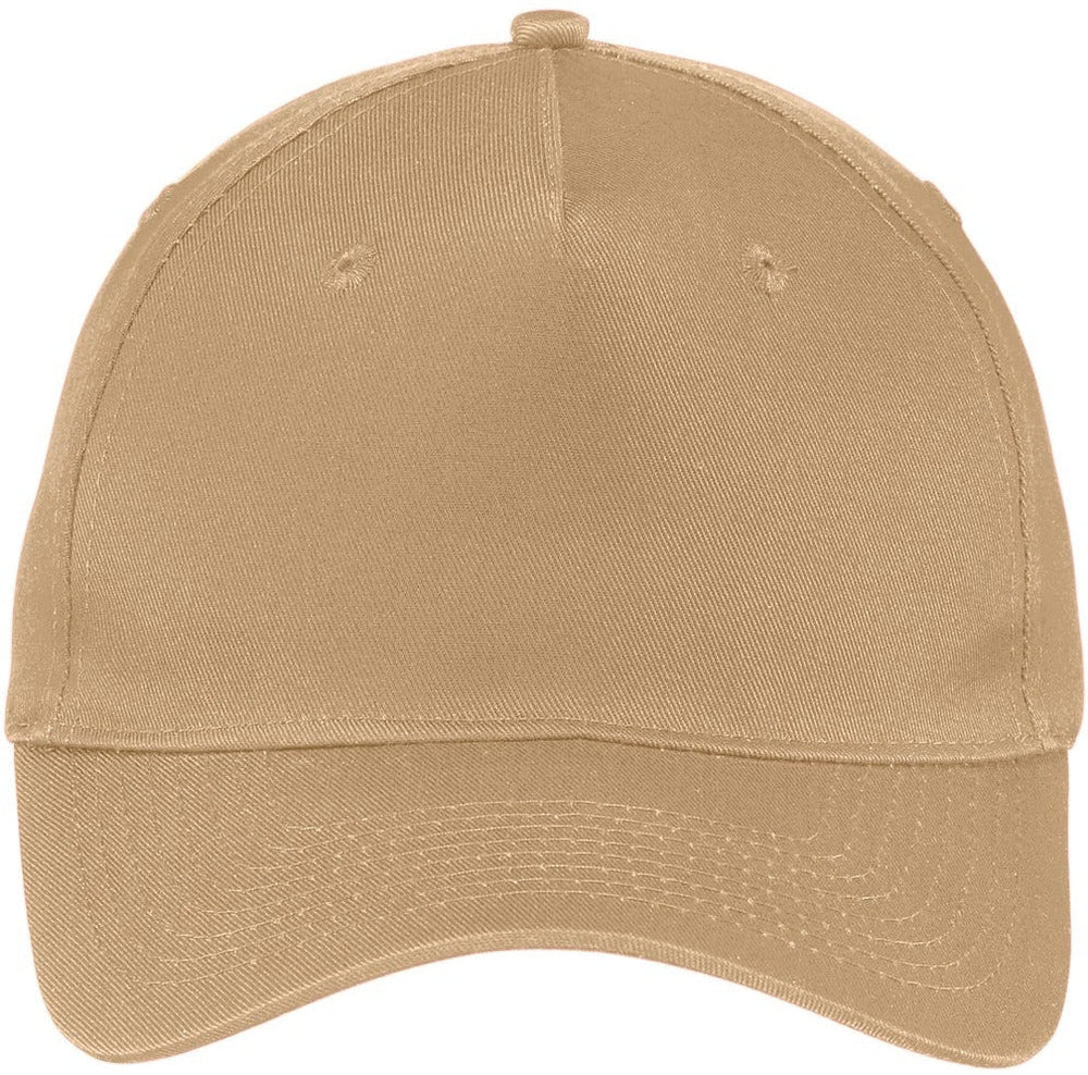 Port & Company Five-Panel Twill Cap-Regular-Port & Company-Khaki-OSFA-Thread Logic 