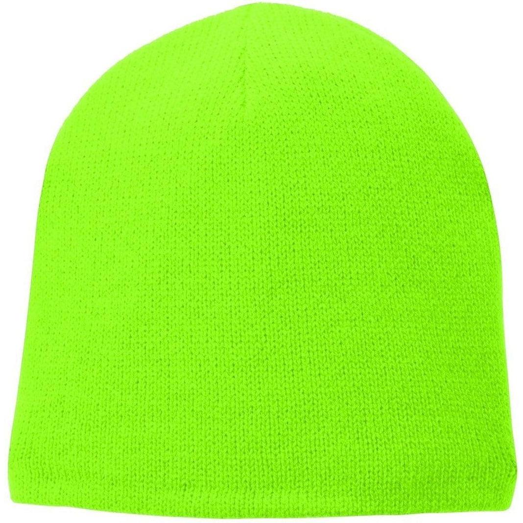 no-logo Port & Company Fleece-Lined Beanie Cap-Regular-Port & Company-Neon Green-OSFA-Thread Logic 