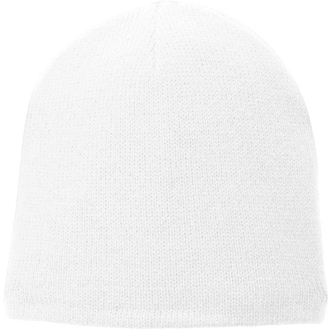 no-logo Port & Company Fleece-Lined Beanie Cap-Regular-Port & Company-White-OSFA-Thread Logic 