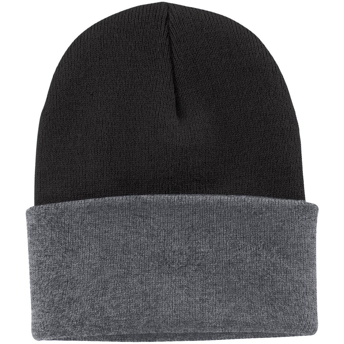 no-logo Port & Company Knit Cap-Headwear-Port & Company-Black/Athletic Oxford-Thread Logic