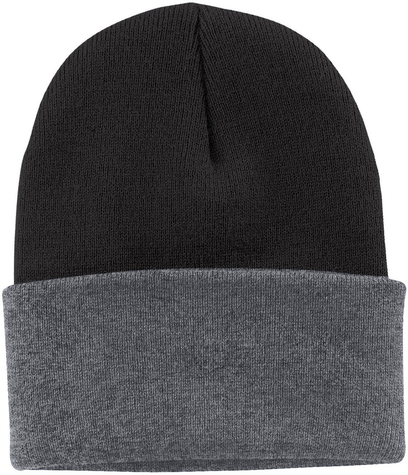 Port & Company Knit Cap-Regular-Port & Company-Black/Athletic Oxford-Thread Logic